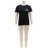Plus Size Round Neck Casual Print T Shirt BMF-0591