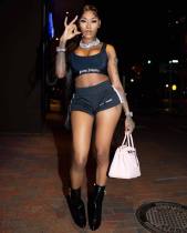 Fashion Sports Print Top Shorts Two Piece Set XYF-9303