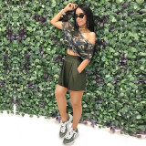 Plus Size Casual High-waisted Solid Color Short SH-390503