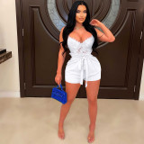 Plus Size Lace Patchwork Bandage Romper NY-2715