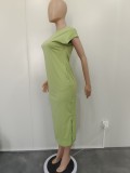 Casual Solid Split Midi Dress BN-9422