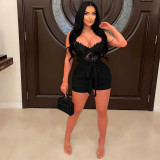 Plus Size Lace Patchwork Bandage Romper NY-2715