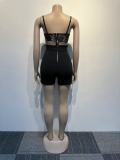 Plus Size Lace Patchwork Bandage Romper NY-2715
