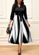 Fashion Print Patchwork 3/4 Sleeve Maxi Dress SMR-11913