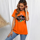 Plus Size Print Short Sleeve T Shirt SXF-30413