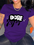 Plus Size Letter Print O Neck T Shirts SXF-30414