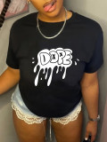 Plus Size Letter Print O Neck T Shirts SXF-30414