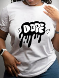 Plus Size Letter Print O Neck T Shirts SXF-30414