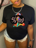 Plus Size Print Short Sleeve T Shirt SXF-30413