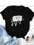 Plus Size Letter Print O Neck T Shirts SXF-30414