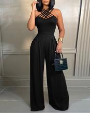 Sexy Multi-strap Crossover Wide Leg Jumpsuit SHD-9424