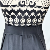 Print Sleeveless Bodysuit And Wide Leg Pant 2 Piece Set SHD-9423