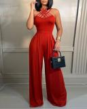 Sexy Multi-strap Crossover Wide Leg Jumpsuit SHD-9424