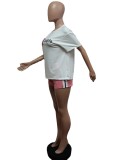 Letter Print Color Block Sport Two Piece Shorts Set MEM-88488