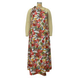 Plus Size Slash Shoulder Loose Print Maxi Dress NNWF-3052