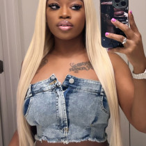 Sexy Denim Wrap Chest Crop Top CH-23042