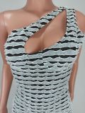 Fashion Slash Shoulder Hollow Out Mini Dress YD-8731