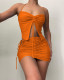 Sexy Solid Drawstring Tops And Skirt Two Piece Set YD-8733