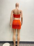 Sexy Wrap Chest Irregular Tops And Skirt Beach 2 Piece Set NYF-8143