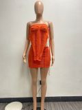 Sexy Wrap Chest Irregular Tops And Skirt Beach 2 Piece Set NYF-8143