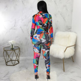 Long Sleeve Print Slim Two Piece Pants Set SMR-11969