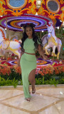 Fashion Short Sleeve T Shirt And Irregular Skirt Two Piece Set XHSY-19572