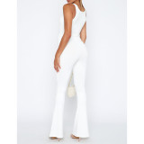 Solid Color Hollow Twist Knot Flare Jumpsuit ASL-6667