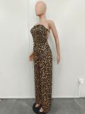 Leopard Print Backless Wide Leg Jumpsuit BN-9428