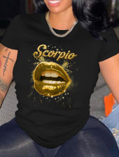 Plus Size Lips Print O Neck T Shirt WAF-9000153