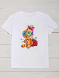 Plus Size Casual Cartoon Print Short Sleeve T-shirt SXF-30502
