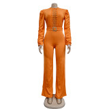 Fashion Hollow Out Long Sleeve Jumpsuit BY-6345