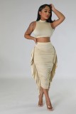Solid Color Tank Top Ruffled Skirt Two Piece Set GFDY-1249