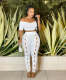 Sexy One Shoulder Button Pants Two Piece Set GFDY-1236