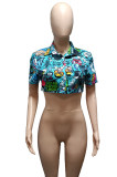 Printed Short-sleeve Short Shirt QXTF-8164