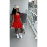 Solid Tank Top Pleated Culottes Two Piece Set GFDY-1138