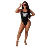 PINK Letter Print Sleeveless Bodysuit OM-1625