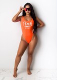 PINK Letter Print Sleeveless Bodysuit OM-1625