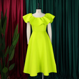 Plus Size Fashion Ruffle Party Dress GATE-D367