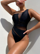 Solid Color Mesh One Piece Swimsuit CSYZ-A20HY