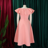 Plus Size Fashion Ruffle Party Dress GATE-D367