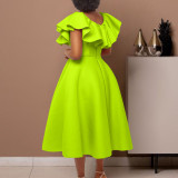 Plus Size Fashion Ruffle Party Dress GATE-D367
