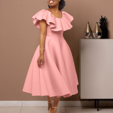 Plus Size Fashion Ruffle Party Dress GATE-D367