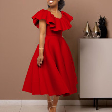 Plus Size Fashion Ruffle Party Dress GATE-D367