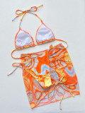 Sexy Print Drawstring Bikinis 3 Piece Set CSYZ-A21H