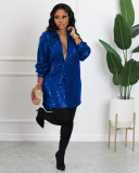 Solid Color Sequin Loose Shirt Dress BGN-275