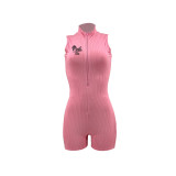 PINK Letter Print Sleeveless Romper YIM-345