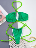 Solid Color Bandage Sexy Bikinis Two Piece Set CSYZ-D82K