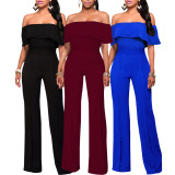 Fashion Solid One Shoulder Tube Tops Jumpsuit SMR-8261_2
