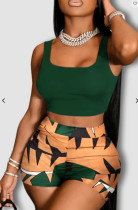 Casual Beach Holiday Print Tank Top Shorts Two Piece Set GSDF-2155