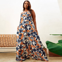 Plus Size Print Sling Wide Leg Jumpsuit NY-10489